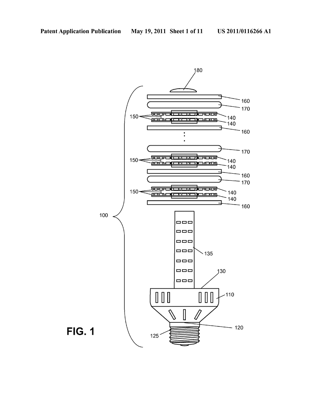 LED BULB WITH MODULES HAVING SIDE-EMITTING LIGHT EMITTING DIODES AND ROTATABLE BASE - diagram, schematic, and image 02