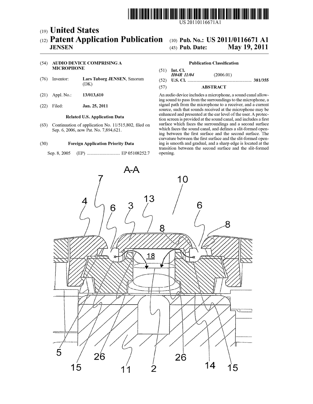 AUDIO DEVICE COMPRISING A MICROPHONE - diagram, schematic, and image 01