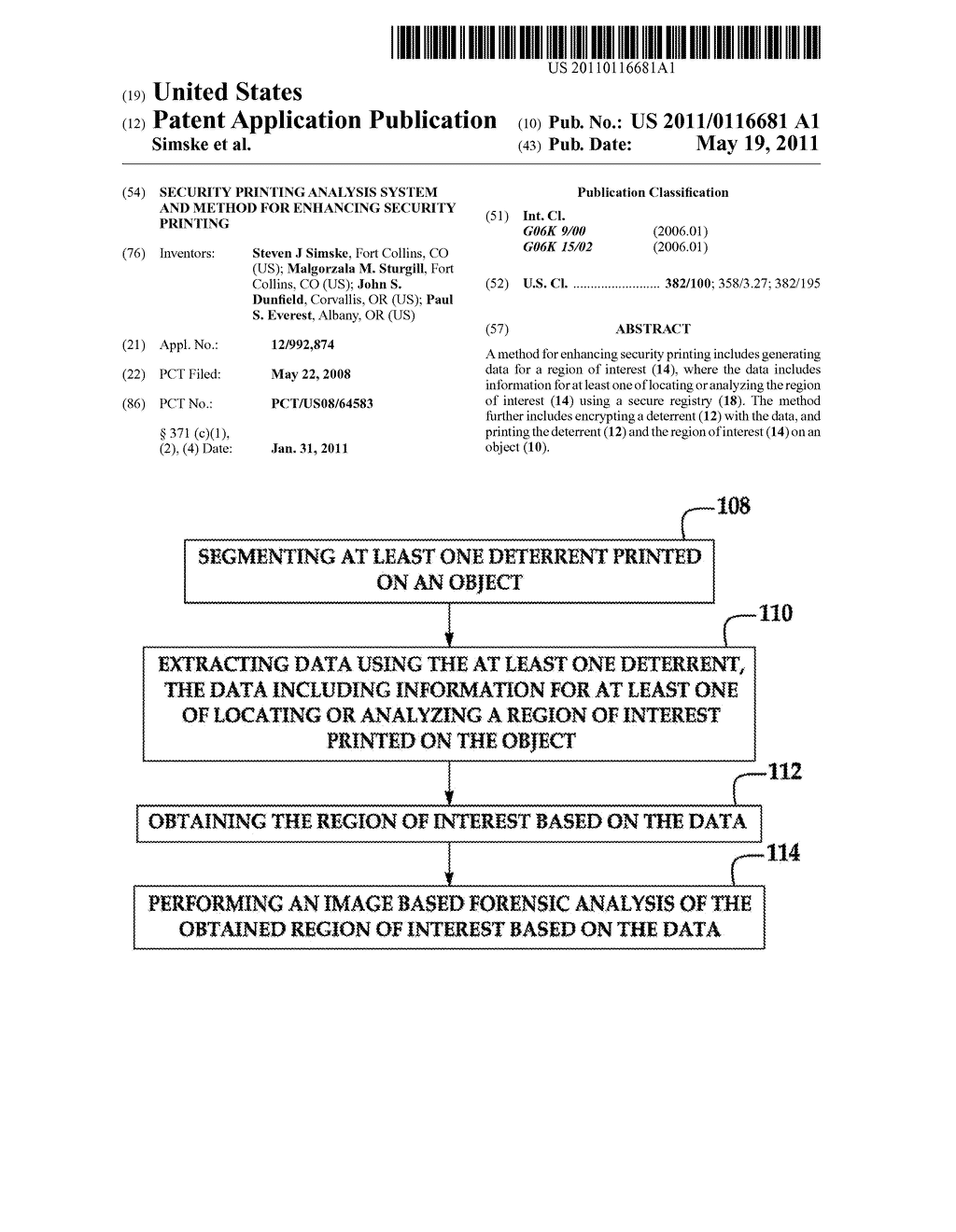 Security Printing Analysis System And Method For Enhancing Security Printing - diagram, schematic, and image 01