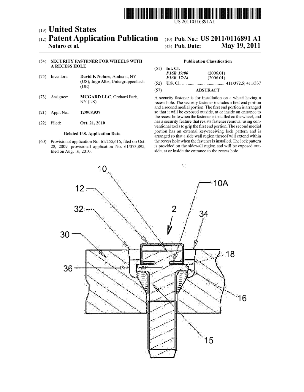 Security Fastener For Wheels With A Recess Hole - diagram, schematic, and image 01