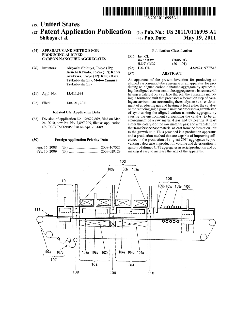 APPARATUS AND METHOD FOR PRODUCING ALIGNED CARBON-NANOTUBE AGGREGATES - diagram, schematic, and image 01