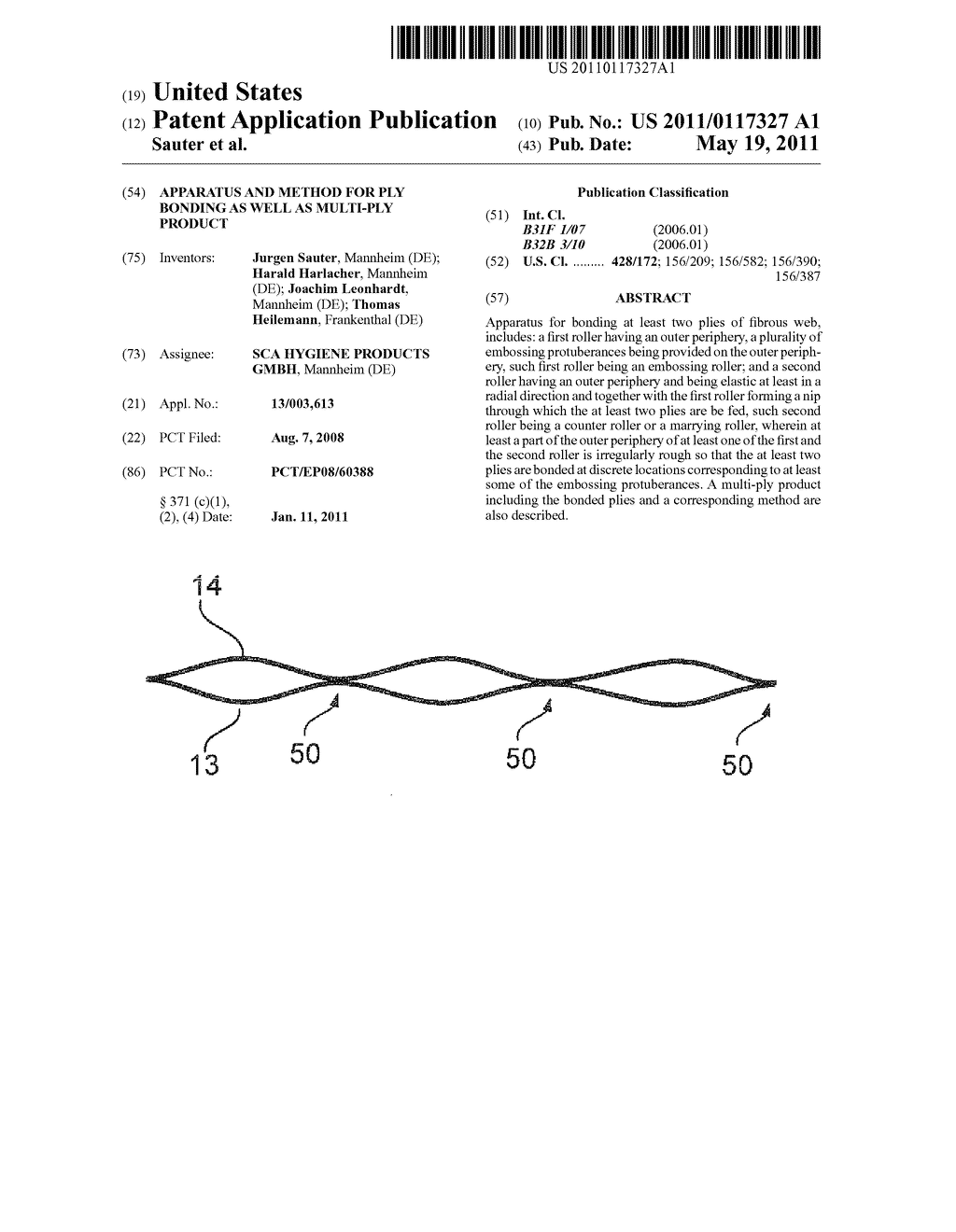 APPARATUS AND METHOD FOR PLY BONDING AS WELL AS MULTI-PLY PRODUCT - diagram, schematic, and image 01