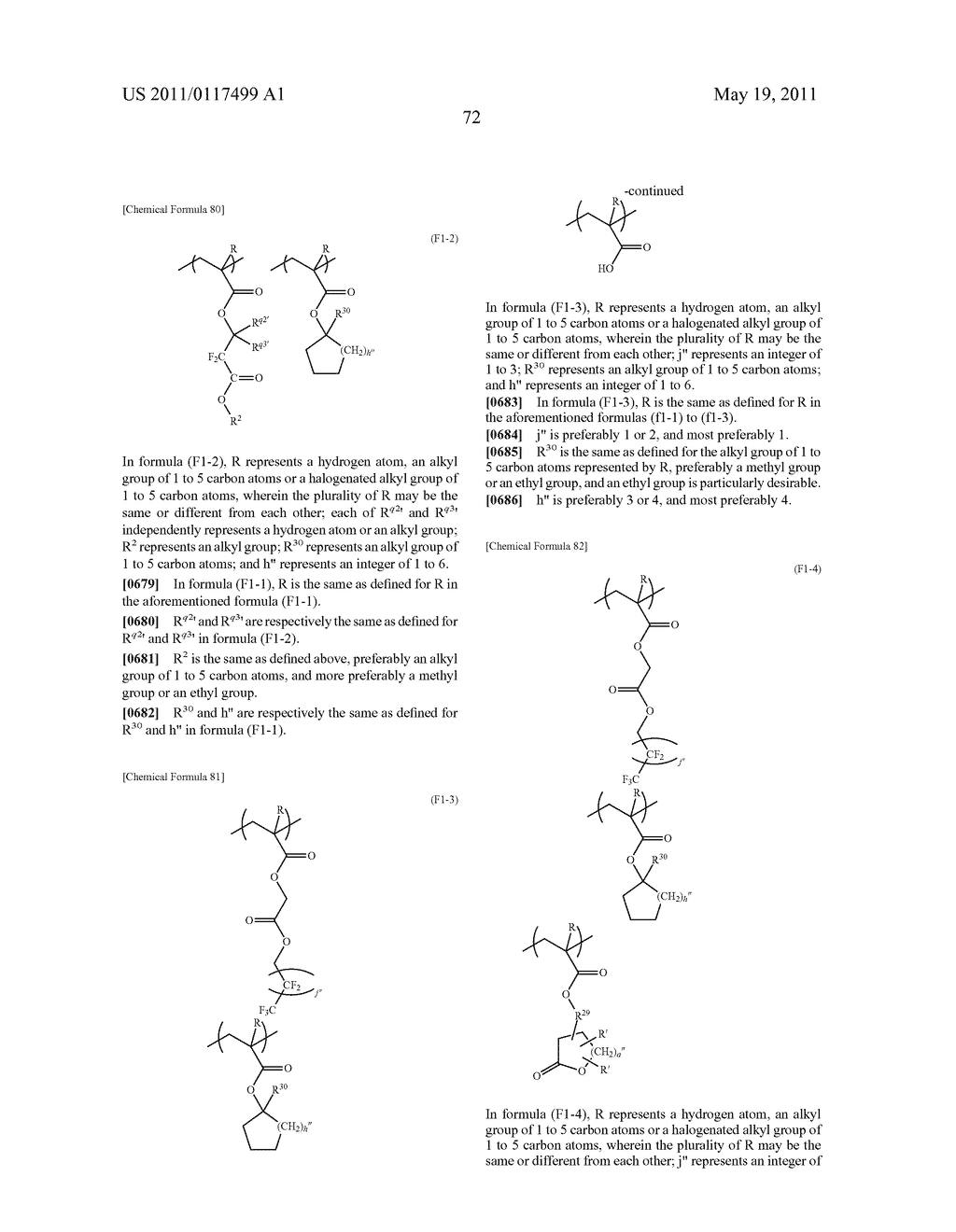 POSITIVE RESIST COMPOSITION, METHOD OF FORMING RESIST PATTERN USING THE SAME, AND FLUORINE-CONTAINING POLYMERIC COMPOUND - diagram, schematic, and image 74