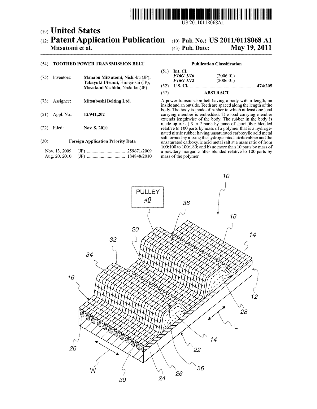 TOOTHED POWER TRANSMISSION BELT - diagram, schematic, and image 01