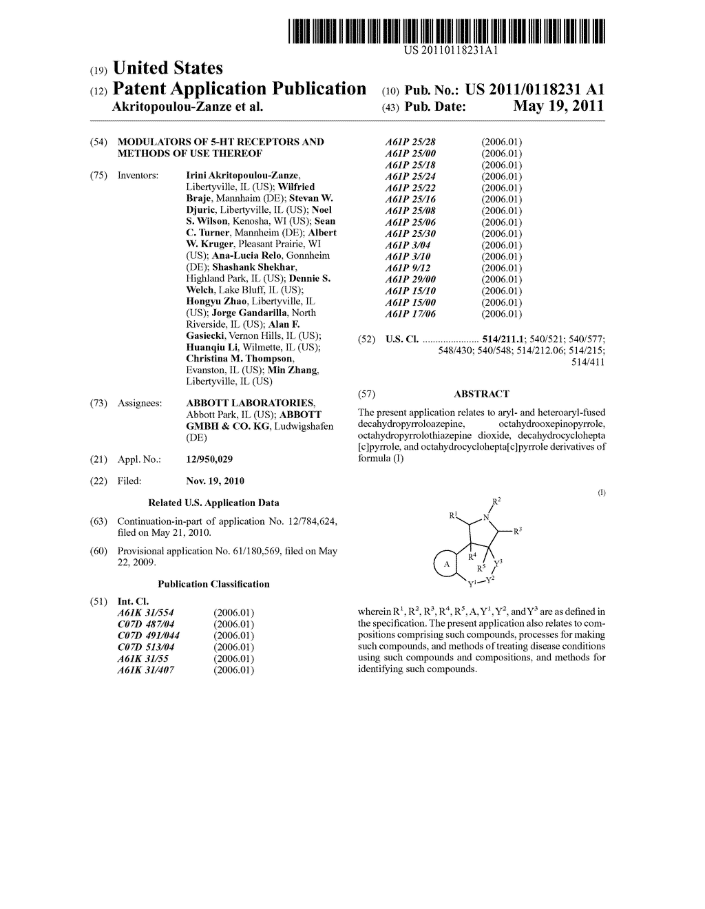 MODULATORS OF 5-HT RECEPTORS AND METHODS OF USE THEREOF - diagram, schematic, and image 01