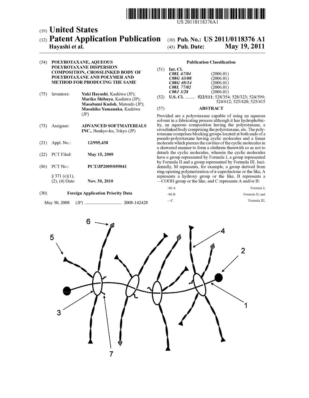 POLYROTAXANE, AQUEOUS POLYROTAXANE DISPERSION COMPOSITION, CROSSLINKED BODY OF POLYROTAXANE AND POLYMER AND METHOD FOR PRODUCING THE SAME - diagram, schematic, and image 01