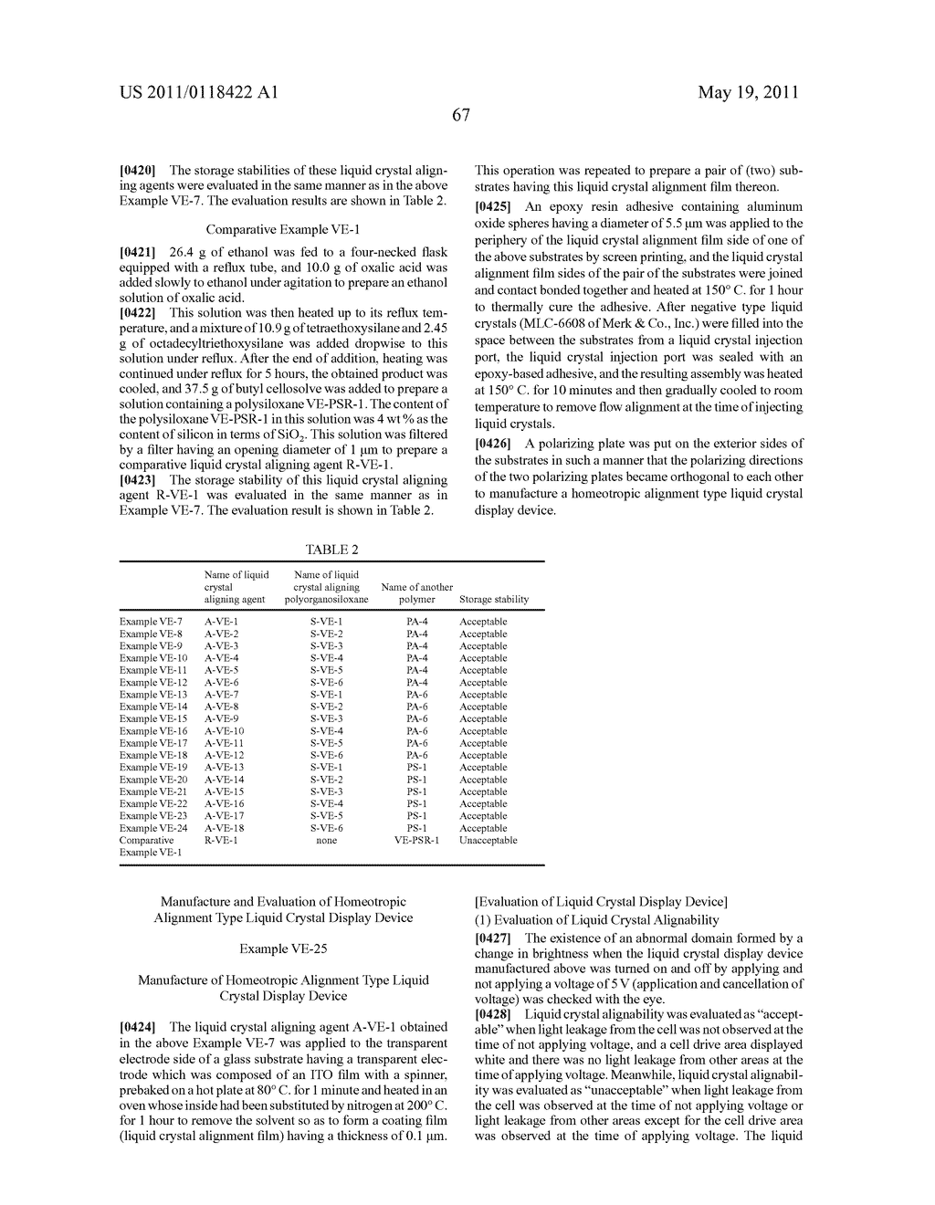 LIQUID CRYSTAL ALIGNING AGENT, METHOD OF PRODUCING A LIQUID CRYSTAL ALIGNMENT FILM AND LIQUID CRYSTAL DISPLAY DEVICE - diagram, schematic, and image 68