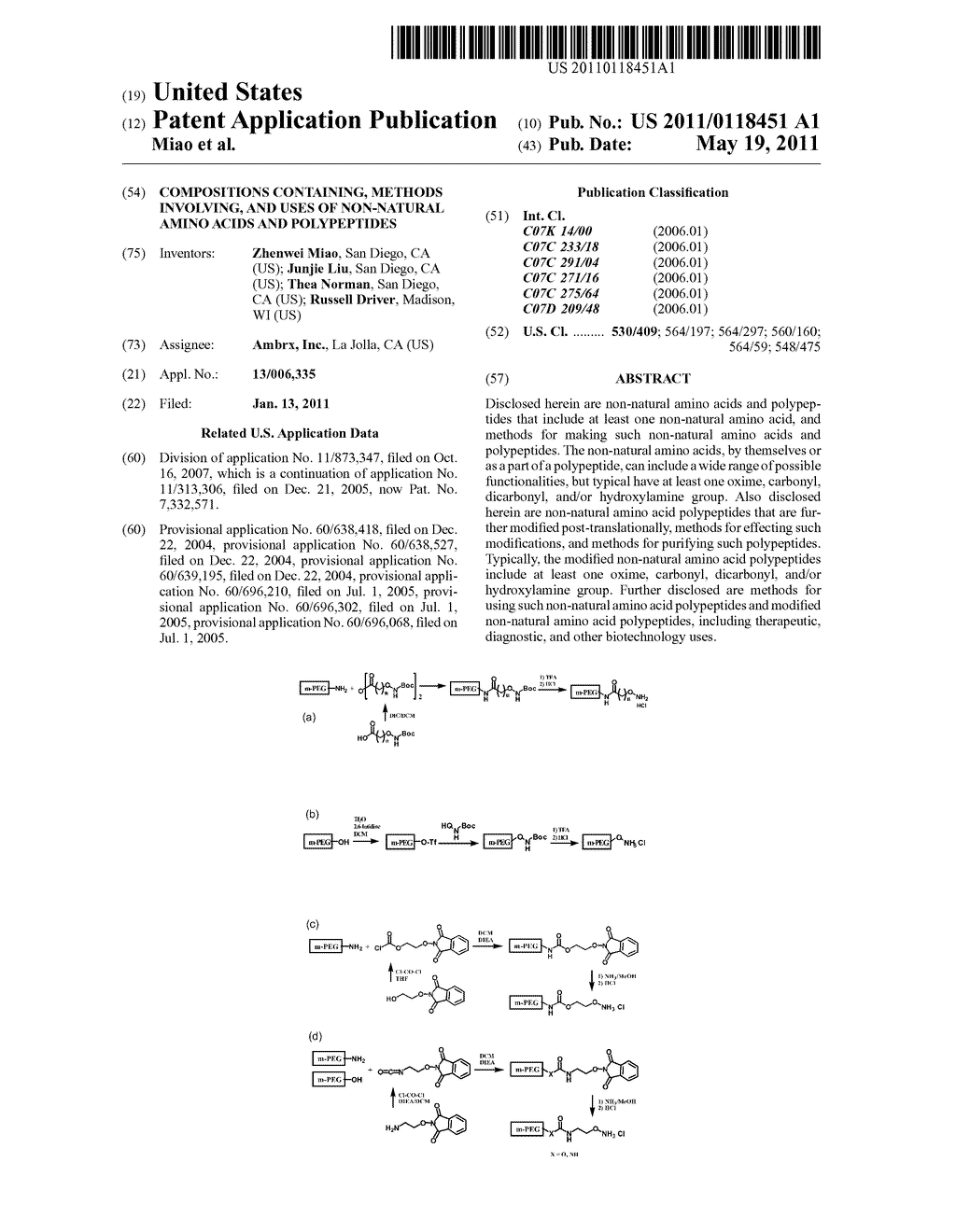 COMPOSITIONS CONTAINING, METHODS INVOLVING, AND USES OF NON-NATURAL AMINO ACIDS AND POLYPEPTIDES - diagram, schematic, and image 01