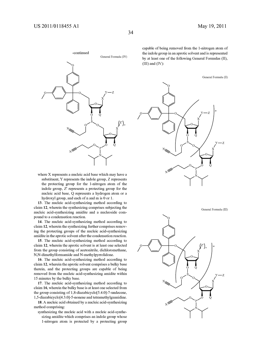 PROTECTING GROUP FOR INDOLE GROUP, NUCLEIC ACID-SYNTHESIZING AMIDITE AND NUCLEIC ACID-SYNTHESIZING METHOD - diagram, schematic, and image 49