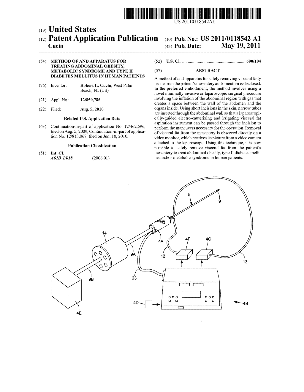 METHOD OF AND APPARATUS FOR TREATING ABDOMINAL OBESITY, METABOLIC SYNDROME AND TYPE II DIABETES MELLITUS IN HUMAN PATIENTS - diagram, schematic, and image 01