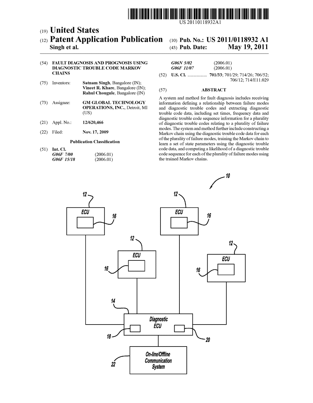 FAULT DIAGNOSIS AND PROGNOSIS USING DIAGNOSTIC TROUBLE CODE MARKOV CHAINS - diagram, schematic, and image 01