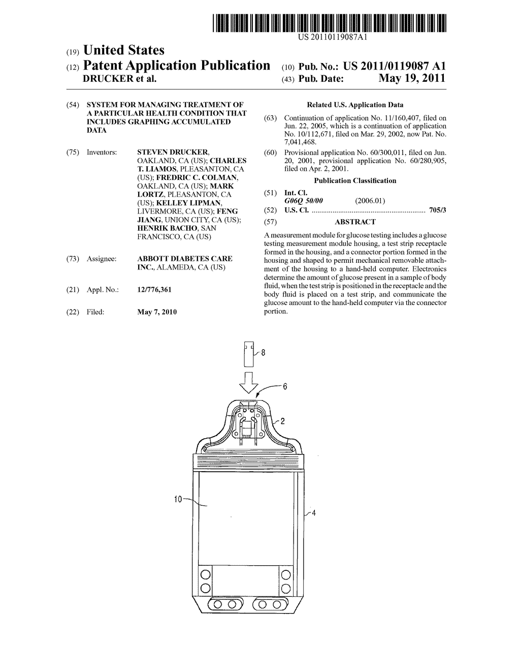 SYSTEM FOR MANAGING TREATMENT OF A PARTICULAR HEALTH CONDITION THAT INCLUDES GRAPHING ACCUMULATED DATA - diagram, schematic, and image 01