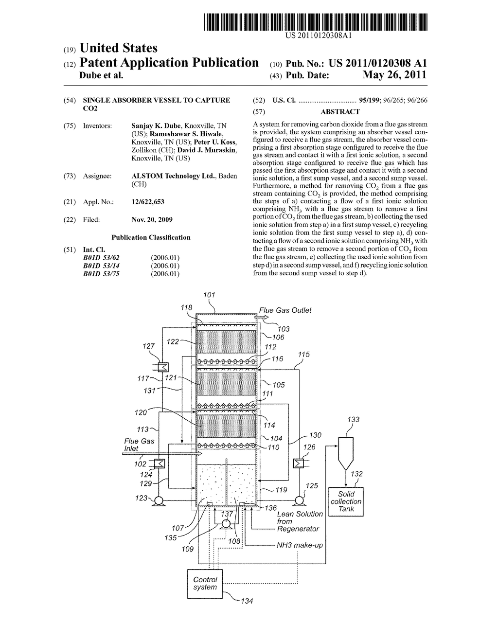 SINGLE ABSORBER VESSEL TO CAPTURE CO2 - diagram, schematic, and image 01