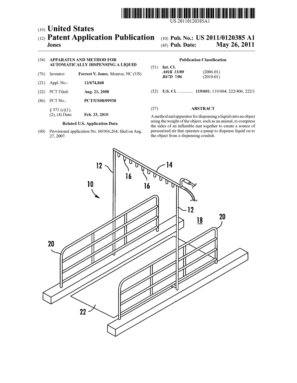 APPARATUS AND METHOD FOR AUTOMATICALLY DISPENSING A LIQUID - diagram, schematic, and image 01