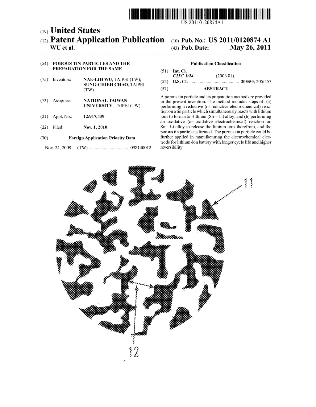 POROUS TIN PARTICLES AND THE PREPARATION FOR THE SAME - diagram, schematic, and image 01