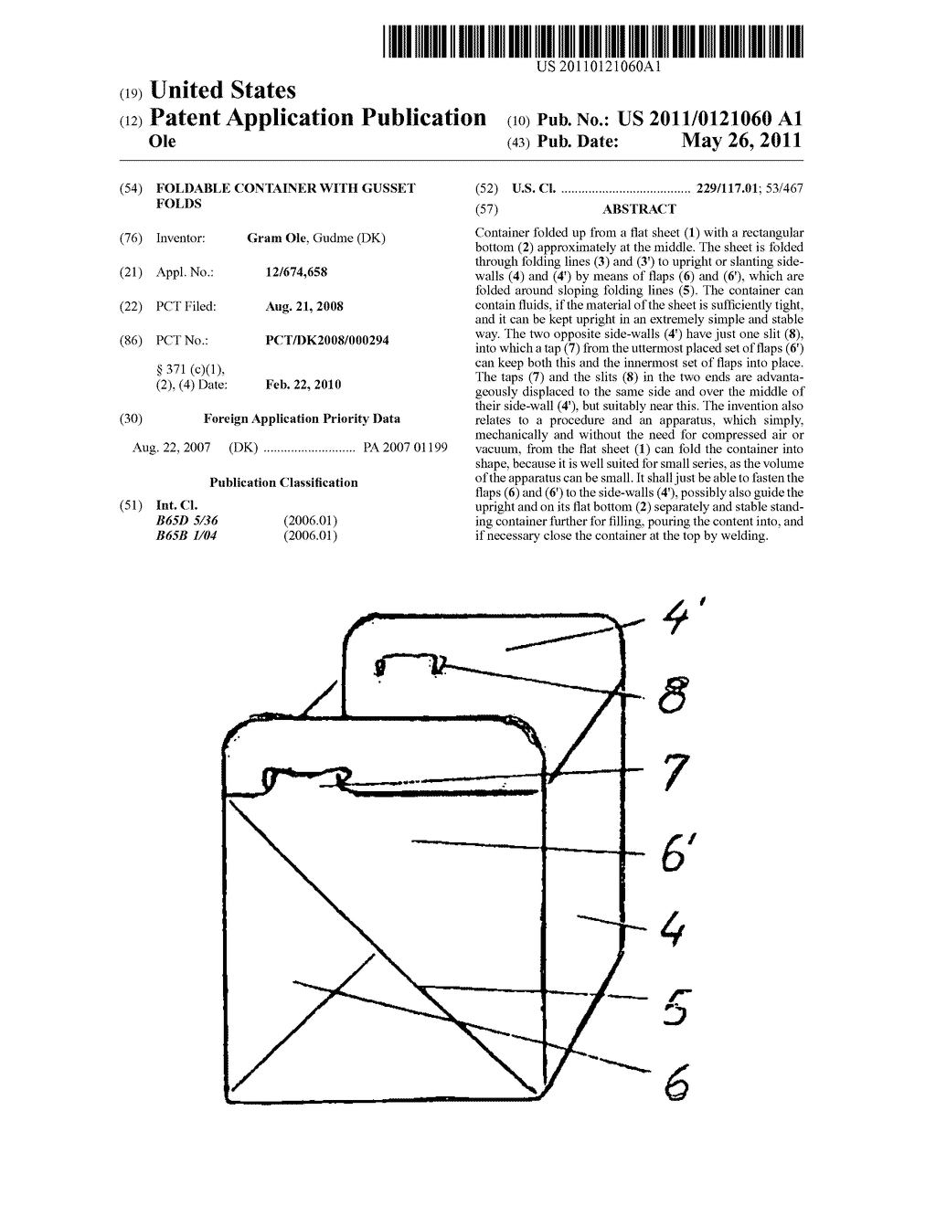 FOLDABLE CONTAINER WITH GUSSET FOLDS - diagram, schematic, and image 01