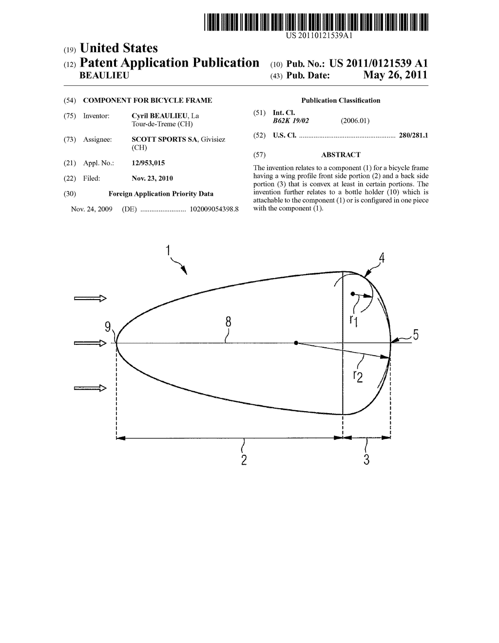 COMPONENT FOR BICYCLE FRAME - diagram, schematic, and image 01