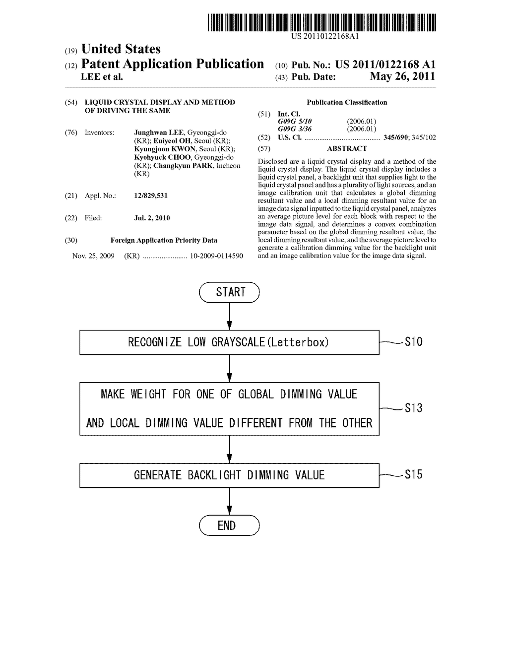 LIQUID CRYSTAL DISPLAY AND METHOD OF DRIVING THE SAME - diagram, schematic, and image 01