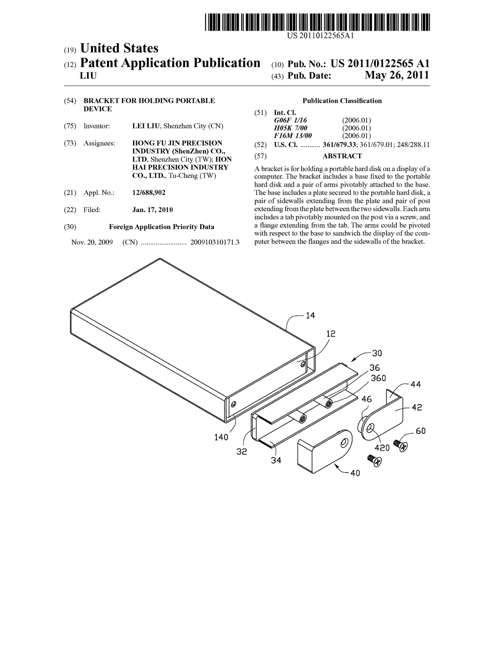 BRACKET FOR HOLDING PORTABLE DEVICE - diagram, schematic, and image 01