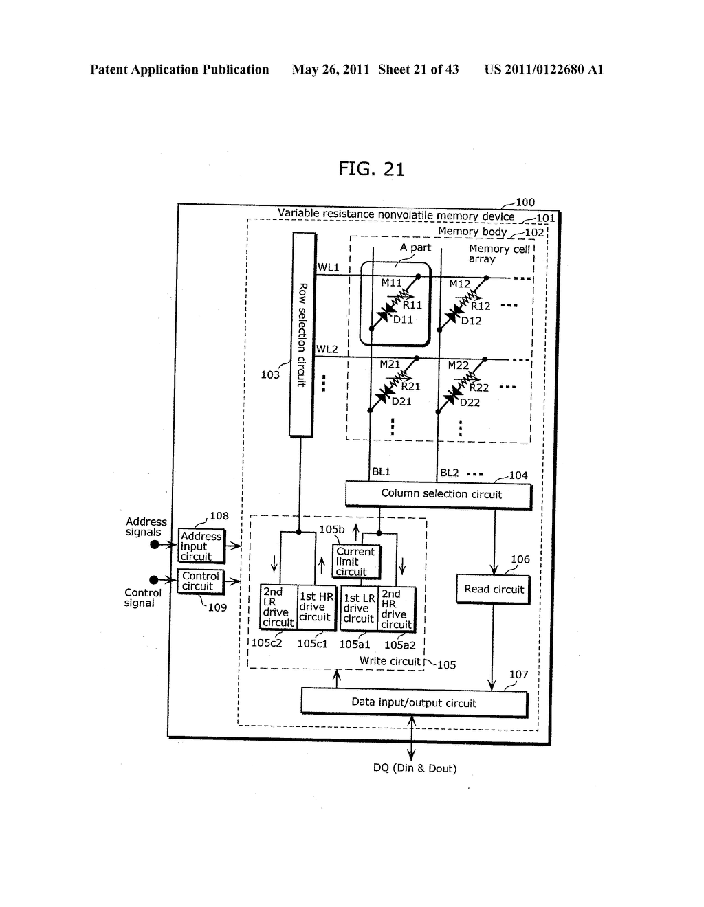 VARIABLE RESISTANCE NONVOLATILE MEMORY DEVICE - diagram, schematic, and image 22