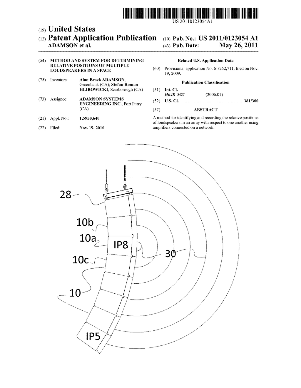 METHOD AND SYSTEM FOR DETERMINING RELATIVE POSITIONS OF MULTIPLE LOUDSPEAKERS IN A SPACE - diagram, schematic, and image 01