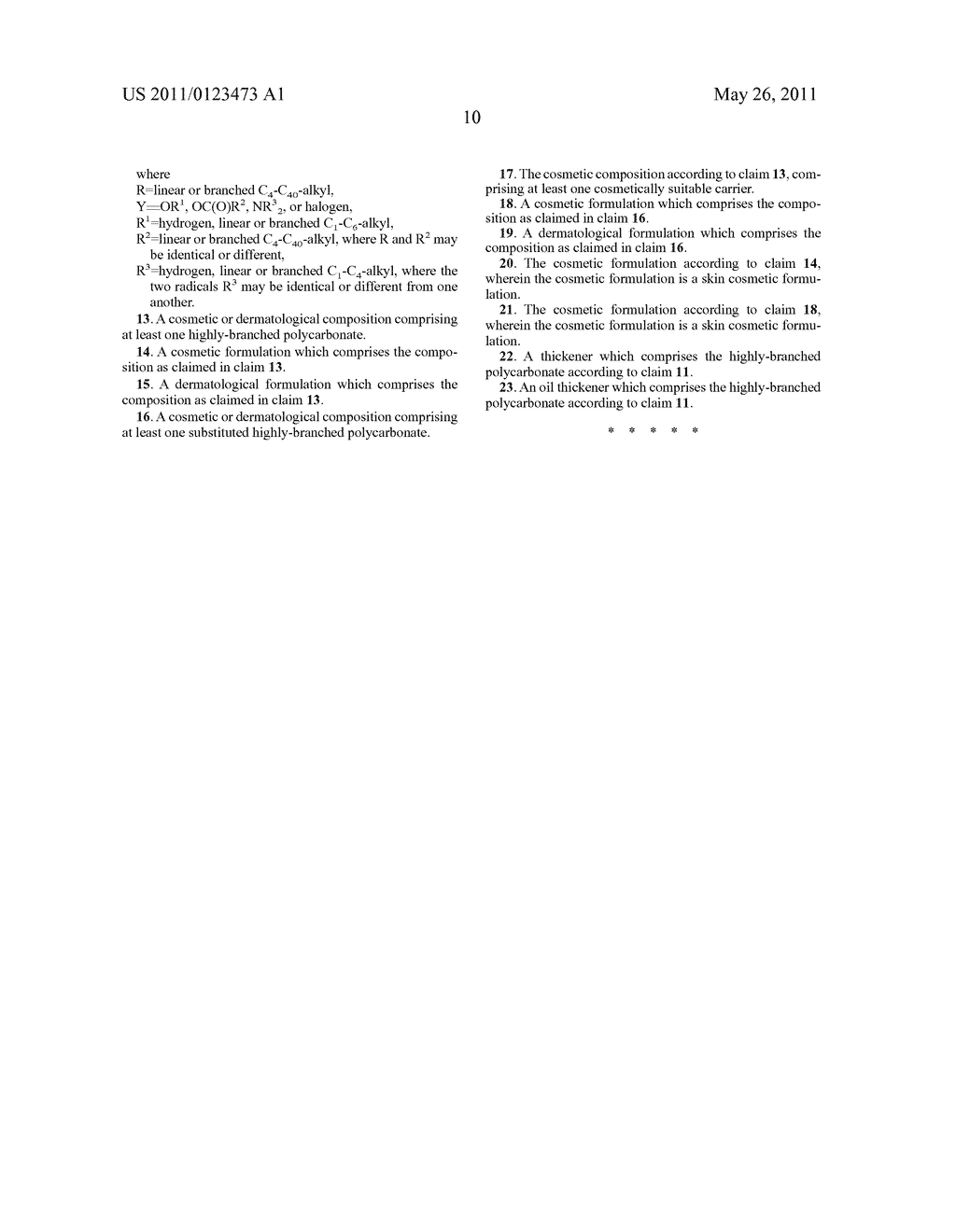 USE OF HIGHLY-BRANCHED POLYCARBONATES IN COSMETIC AND DERMATOLOGICAL FORMULATIONS - diagram, schematic, and image 11