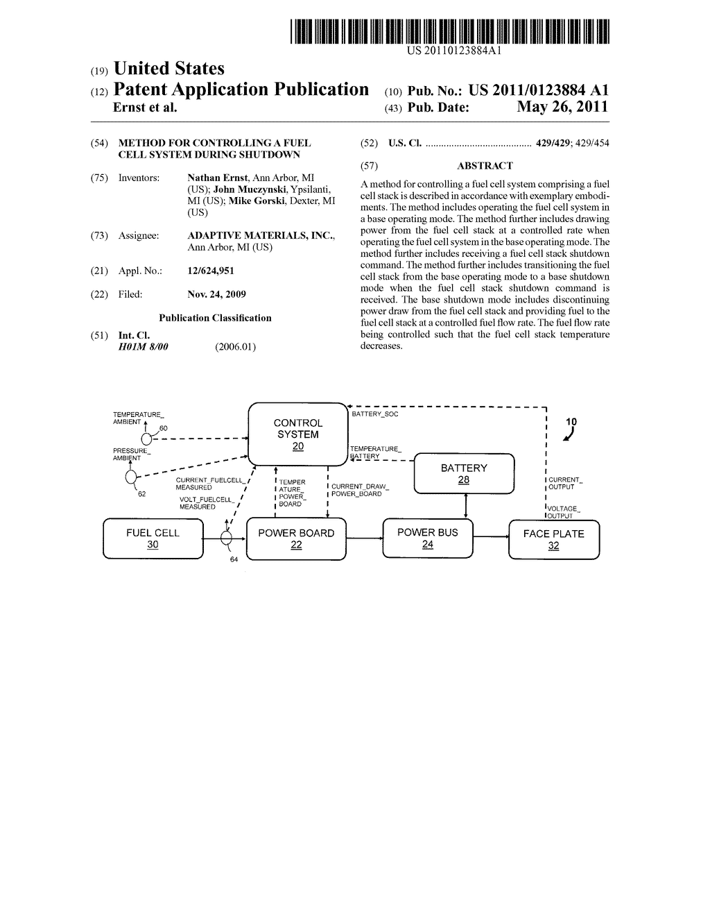 METHOD FOR CONTROLLING A FUEL CELL SYSTEM DURING SHUTDOWN - diagram, schematic, and image 01