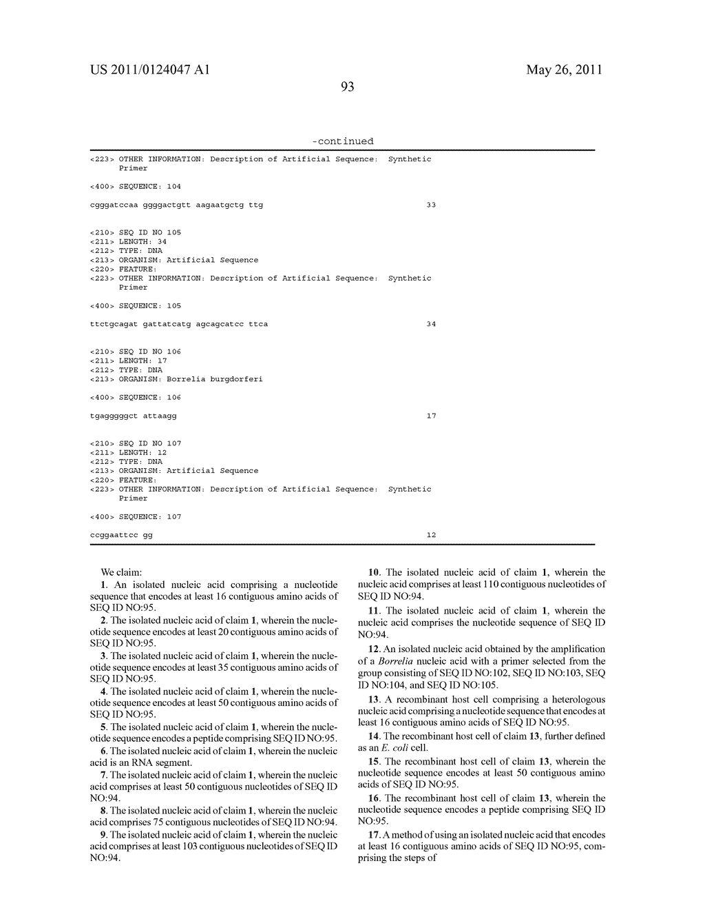 VMP-LIKE SEQUENCES OF PATHOGENIC BORRELIA SPECIES AND STRAINS - diagram, schematic, and image 110