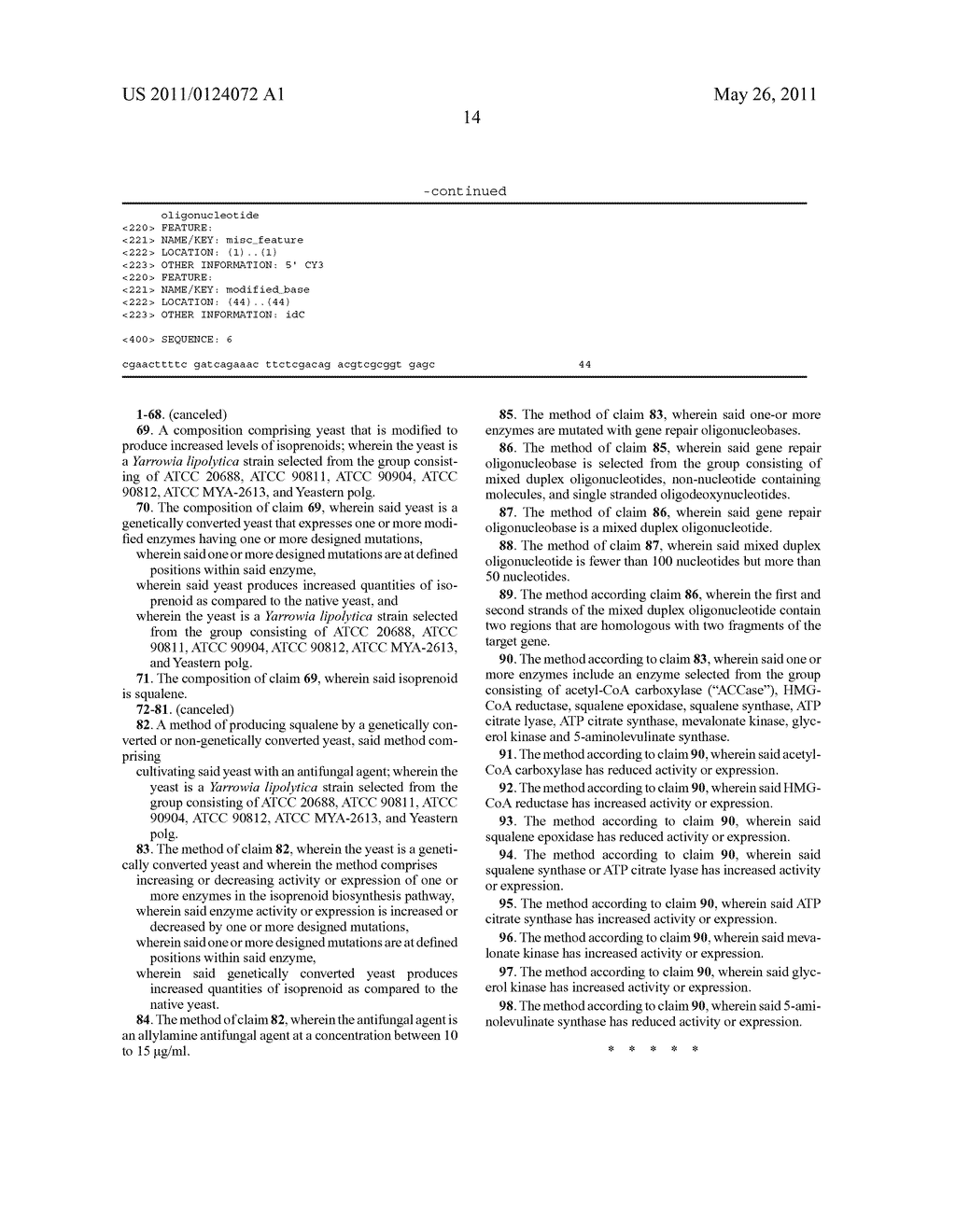 METHODS AND COMPOSITIONS FOR PRODUCING SQUALENE USING YEAST - diagram, schematic, and image 15