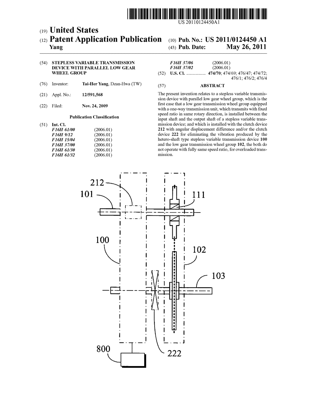 Stepless variable transmission device with parallel low gear wheel group - diagram, schematic, and image 01