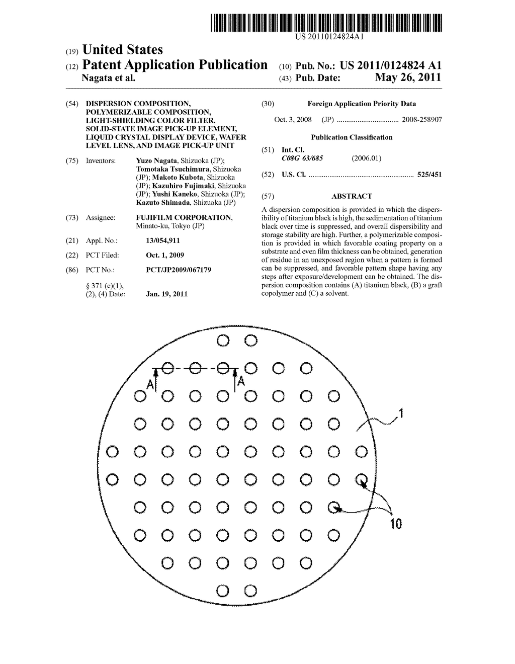 DISPERSION COMPOSITION, POLYMERIZABLE COMPOSITION, LIGHT-SHIELDING COLOR FILTER, SOLID-STATE IMAGE PICK-UP ELEMENT, LIQUID CRYSTAL DISPLAY DEVICE, WAFER LEVEL LENS, AND IMAGE PICK-UP UNIT - diagram, schematic, and image 01