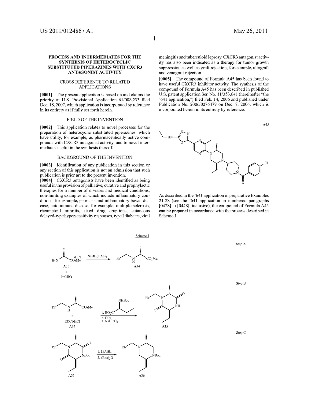 Process and intermediates for the Synthesis of heterocyclic Substituted Piperazines with CXCR3 Antagonist Activity - diagram, schematic, and image 02