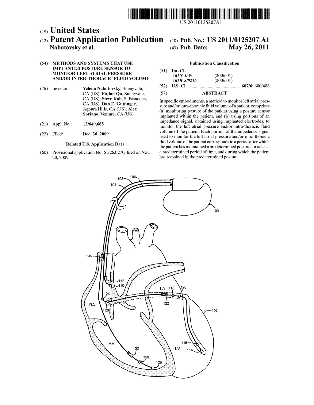 METHODS AND SYSTEMS THAT USE IMPLANTED POSTURE SENSOR TO MONITOR LEFT ATRIAL PRESSURE AND/OR INTER-THORACIC FLUID VOLUME - diagram, schematic, and image 01