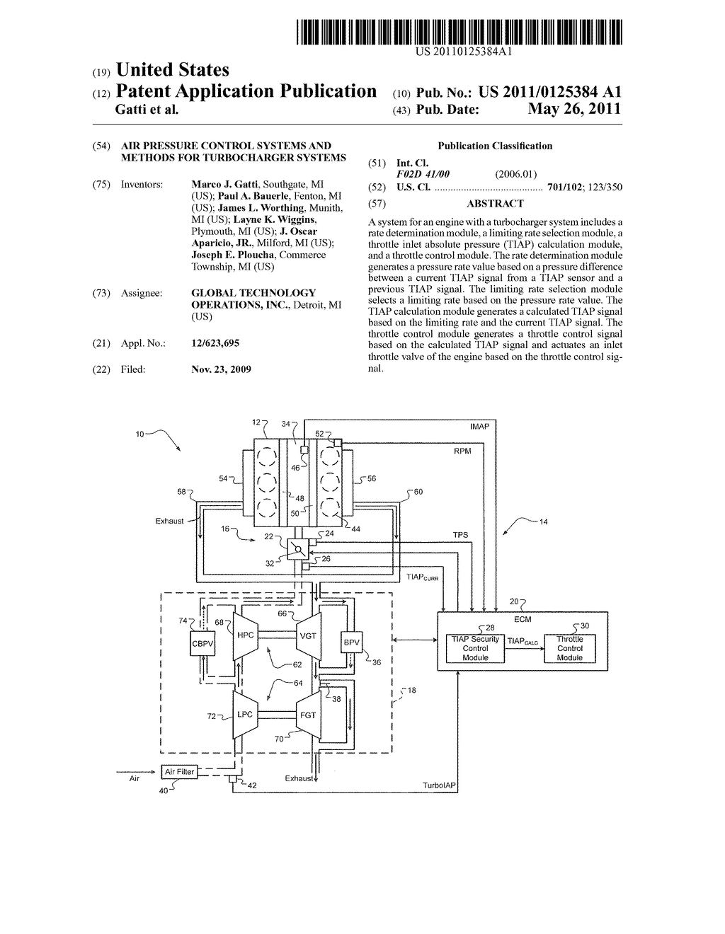 AIR PRESSURE CONTROL SYSTEMS AND METHODS FOR TURBOCHARGER SYSTEMS - diagram, schematic, and image 01