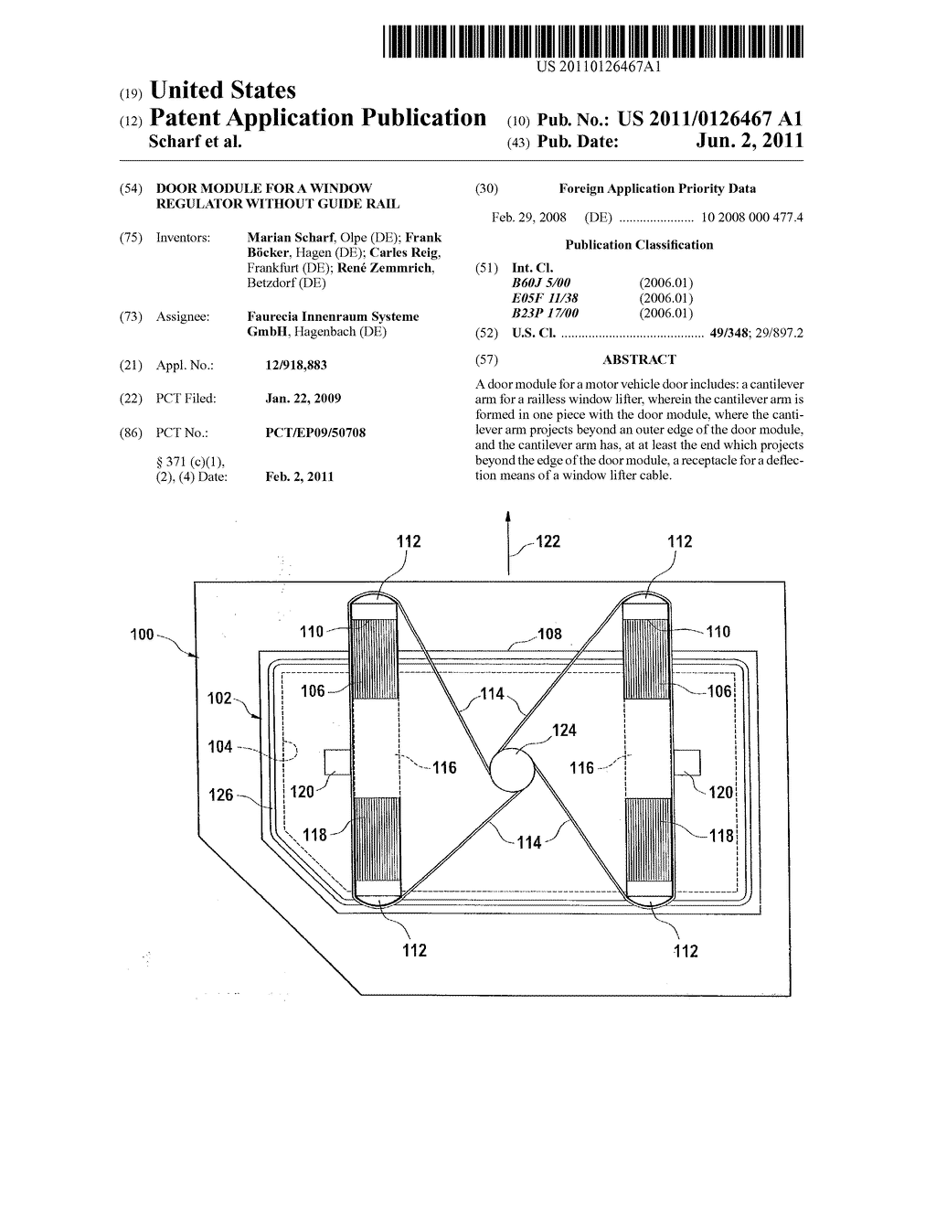 Door Module For A Window Regulator Without Guide Rail - diagram, schematic, and image 01