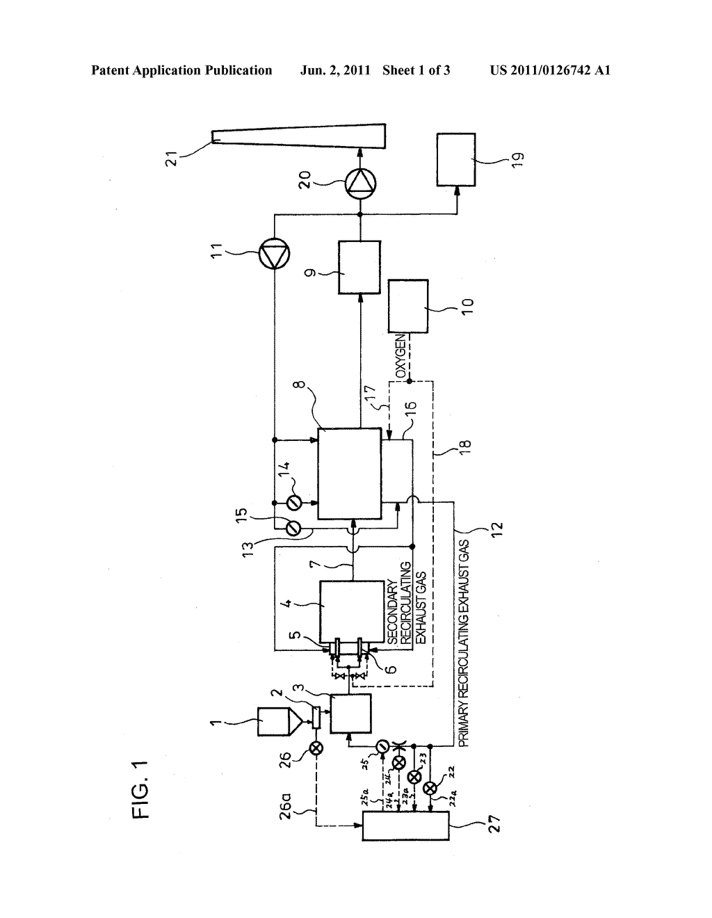 METHOD AND APPARATUS OF CONTROLLING FLOW RATE OF PRIMARY RECIRCULATING     EXHAUST GAS IN OXYFUEL COMBUSTION BOILER - diagram, schematic, and image 02