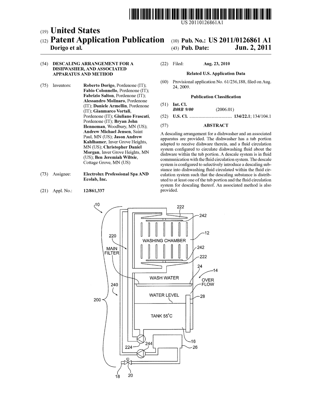 DESCALING ARRANGEMENT FOR A DISHWASHER, AND ASSOCIATED APPARATUS AND     METHOD - diagram, schematic, and image 01