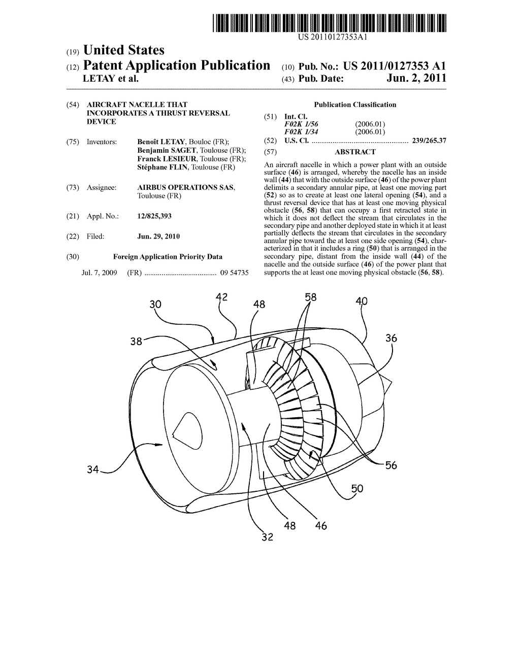 AIRCRAFT NACELLE THAT INCORPORATES A THRUST REVERSAL DEVICE - diagram, schematic, and image 01