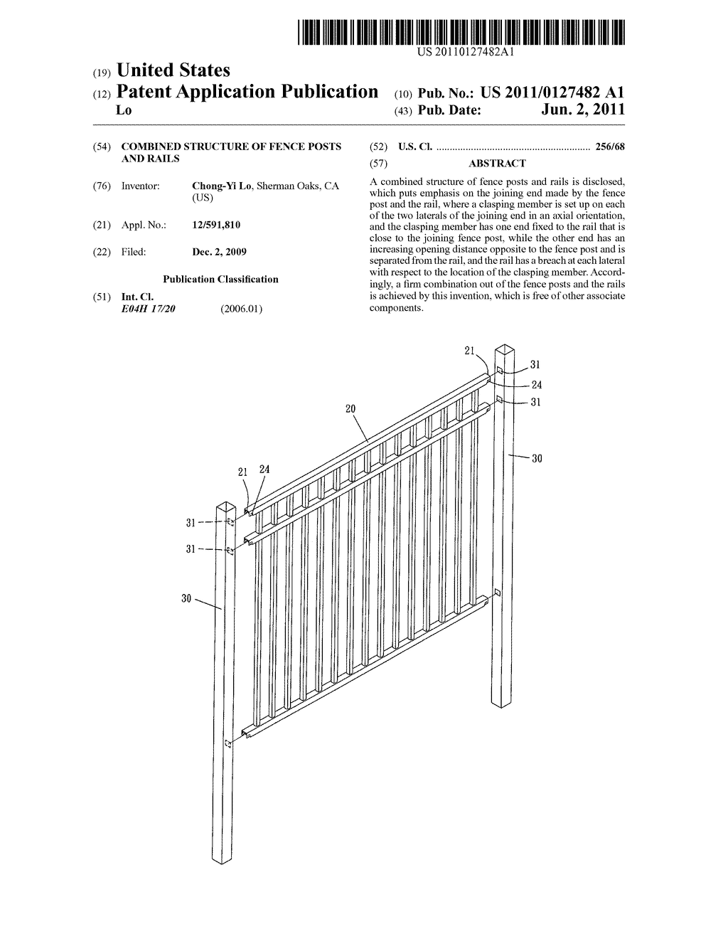 Combined structure of fence posts and rails - diagram, schematic, and image 01