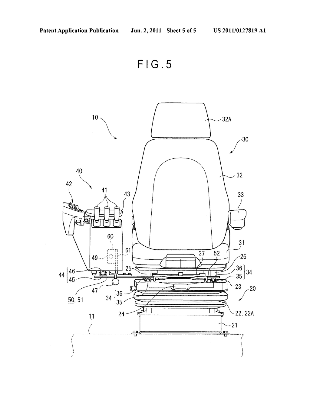 Operator Seat Structure of Construction Machine - diagram, schematic, and image 06