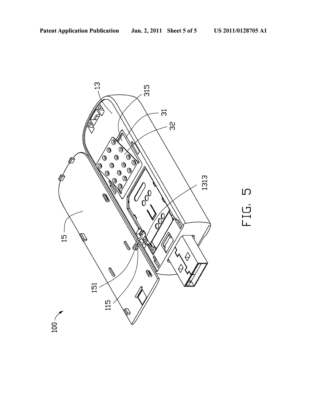 HEAT SINK ASSEMBLY, PORTABLE ELECTRONIC DEVICE USING SAME AND WIRELESS     MODEM USING THE HEAT SINK ASSEMBLY - diagram, schematic, and image 06