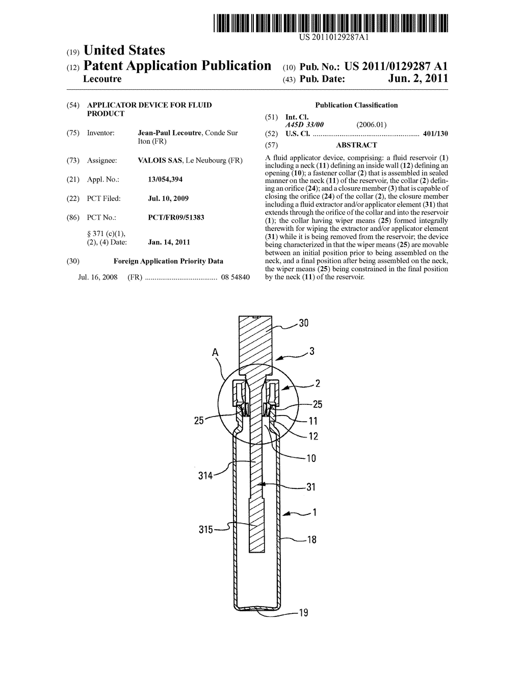 APPLICATOR DEVICE FOR FLUID PRODUCT - diagram, schematic, and image 01