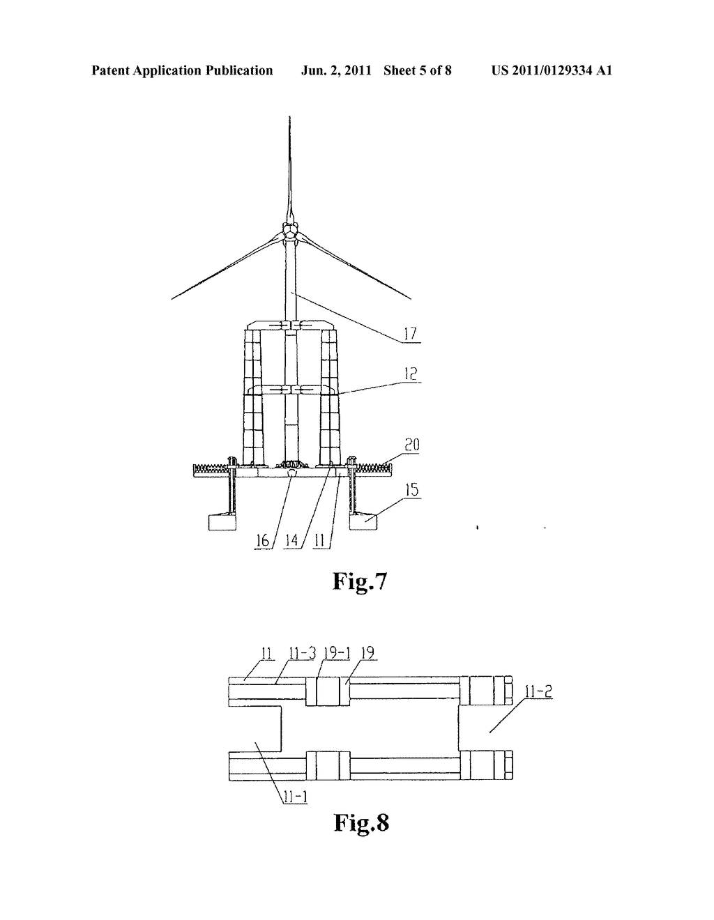 WIND TURBINE HOLDING AND LIFTING SYSTEM AND MOVABLE OPERATING PLATFORM     ABOVE WATER - diagram, schematic, and image 06