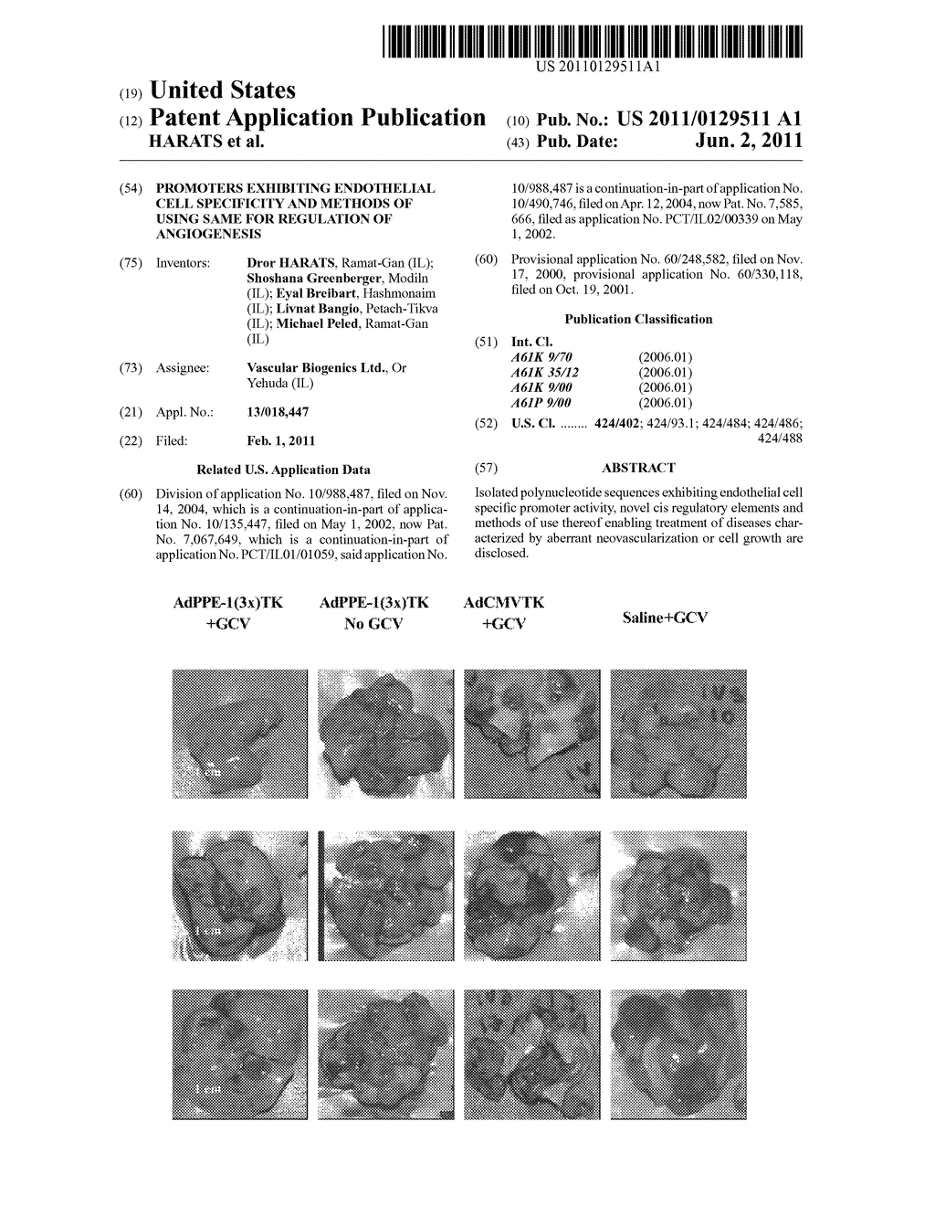 PROMOTERS EXHIBITING ENDOTHELIAL CELL SPECIFICITY AND METHODS OF USING     SAME FOR REGULATION OF ANGIOGENESIS - diagram, schematic, and image 01