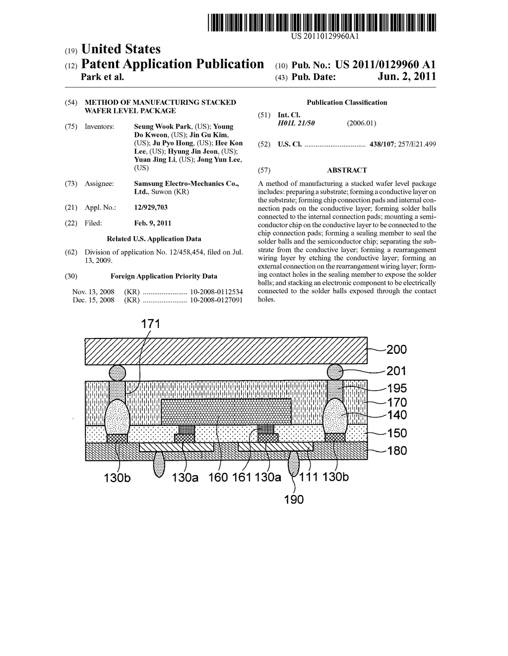 Method of manufacturing stacked wafer level package - diagram, schematic, and image 01