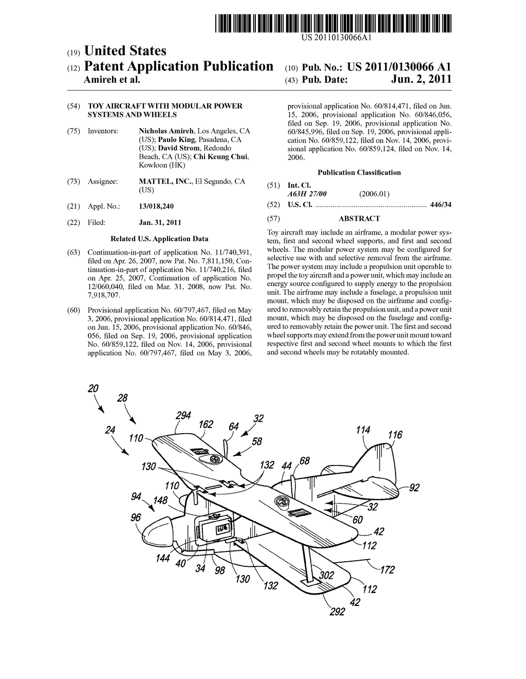 TOY AIRCRAFT WITH MODULAR POWER SYSTEMS AND WHEELS - diagram, schematic, and image 01