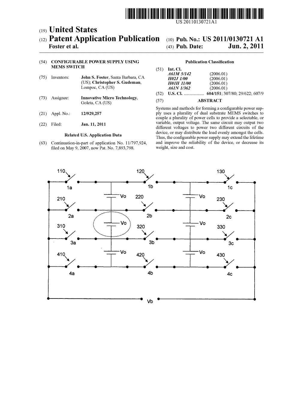 Configurable power supply using MEMS switch - diagram, schematic, and image 01