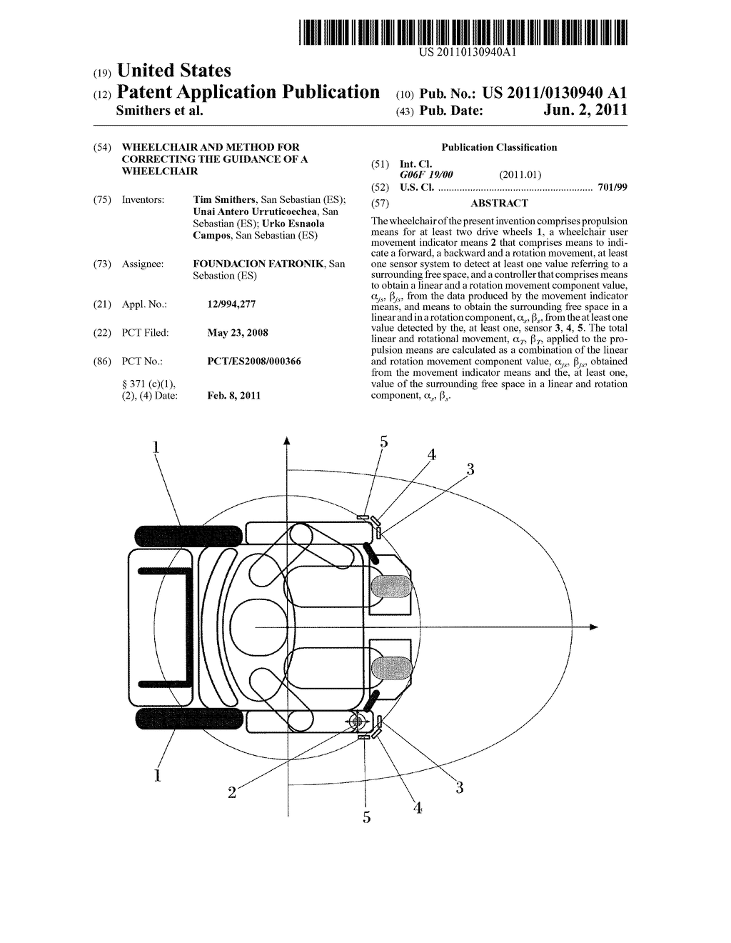 WHEELCHAIR AND METHOD FOR CORRECTING THE GUIDANCE OF A WHEELCHAIR - diagram, schematic, and image 01