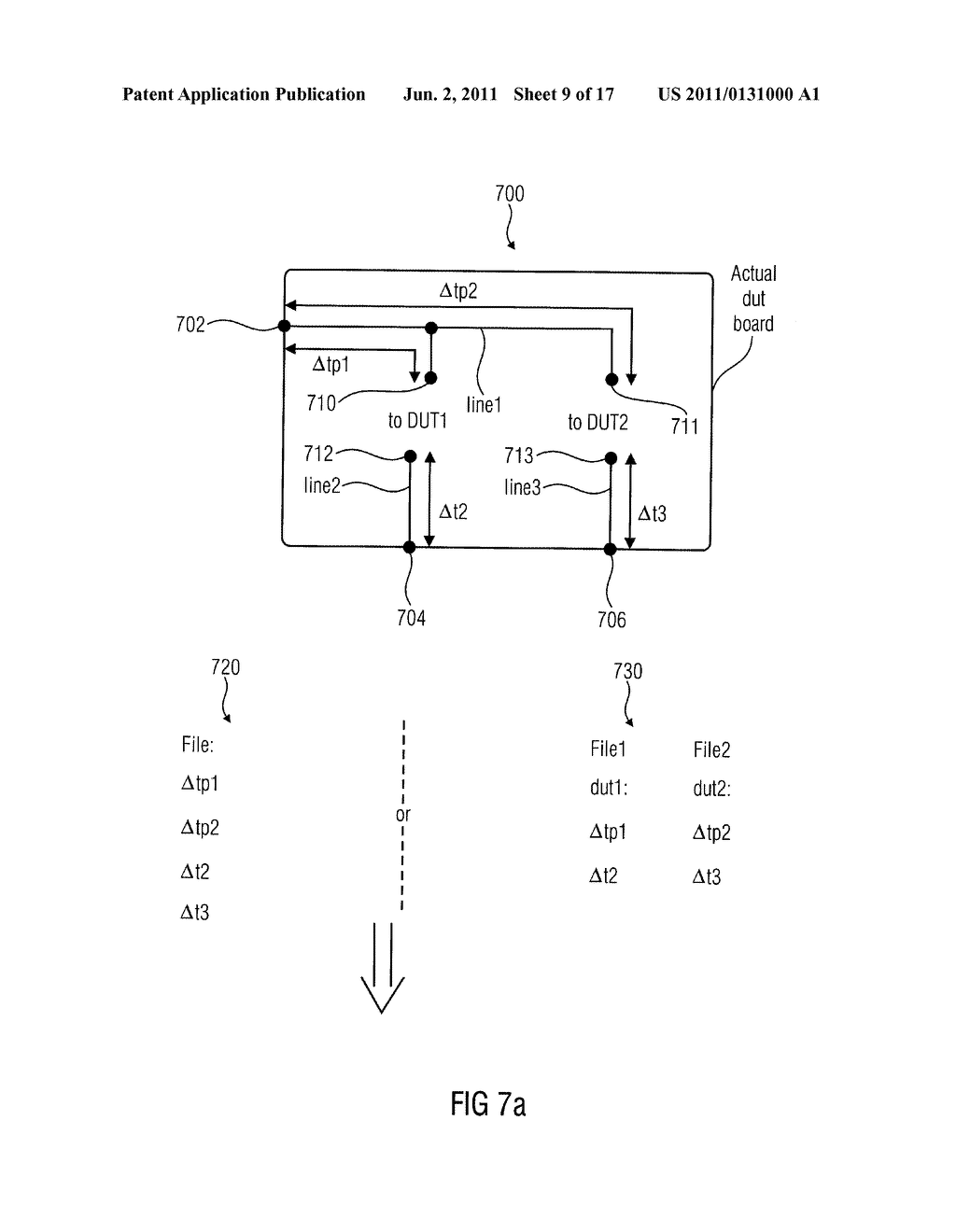 CHIP TESTER, METHOD FOR PROVIDING TIMING INFORMATION, TEST FIXTURE SET,     APPARATUS FOR POST-PROCESSING PROPAGATION DELAY INFORMATION, METHOD FOR     POST-PROCESSING DELAY INFORMATION, CHIP TEST SET UP AND METHOD FOR     TESTING DEVICES UNDER TEST - diagram, schematic, and image 10