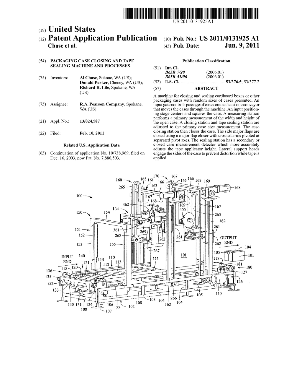 Packaging Case Closing and Tape Sealing Machine and Processes - diagram, schematic, and image 01